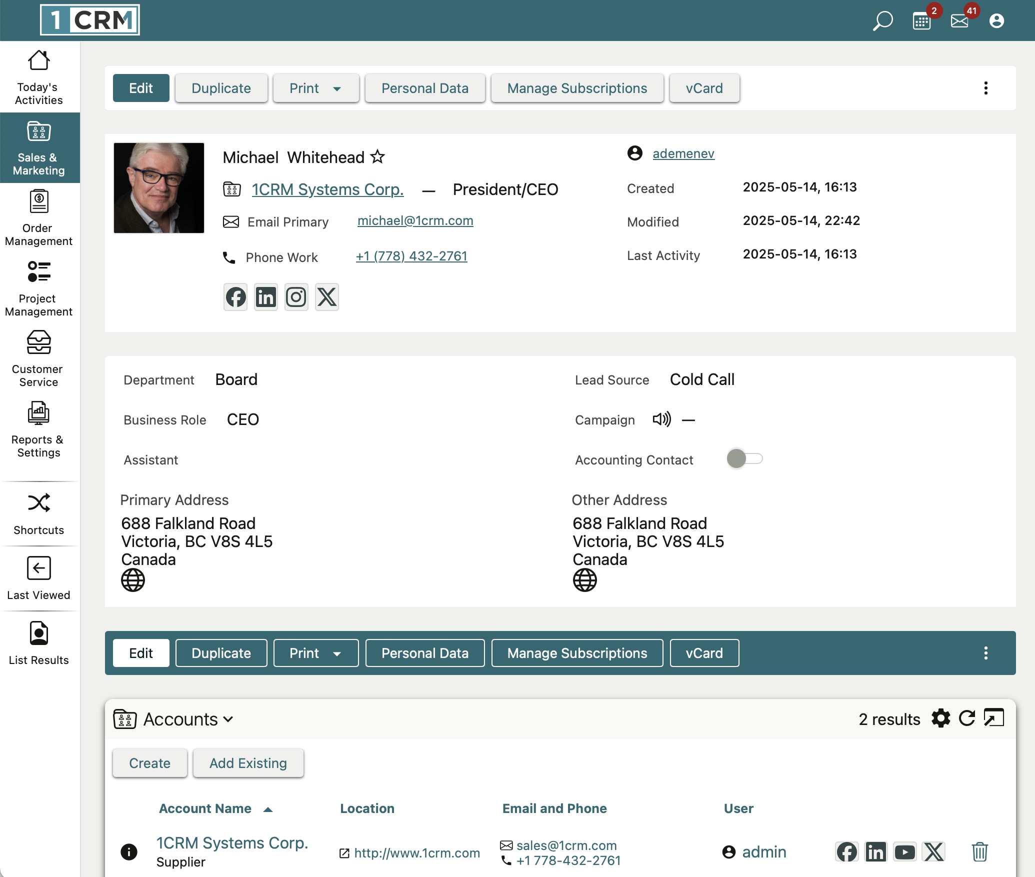 Contact detail view image